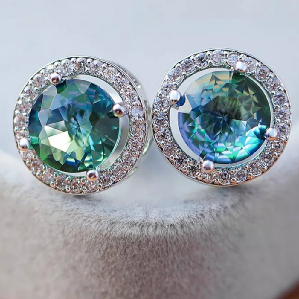 🎀18k Gradient Fire Crystal Earrings - Picture 8 of 8